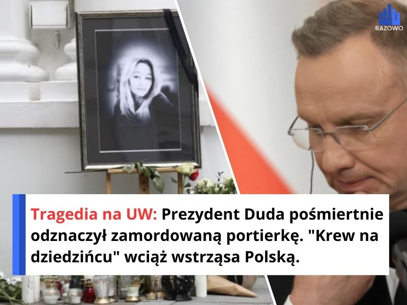 Tragedia na UW: Prezydent Duda pośmiertnie odznaczył zamordowaną portierkę. "Krew na dziedzińcu" wciąż wstrząsa Polską.